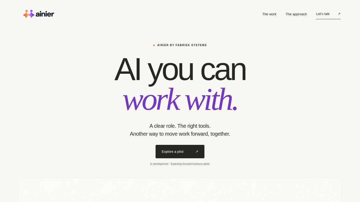 Ainier public website desktop preview